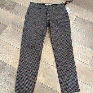 Vintage America Womens Plaid Trousers Size 10/30 Red & Navy Cotton Blend Slim Fi